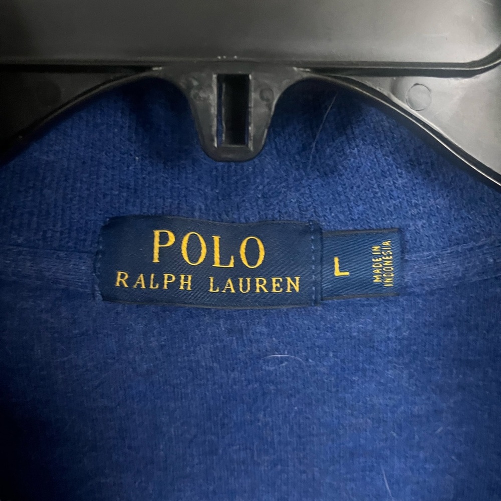 Polo Ralph Lauren Men's State Knit Blue Quarter Zip Pullover Sweater- Size Large - Picture 3 of 7